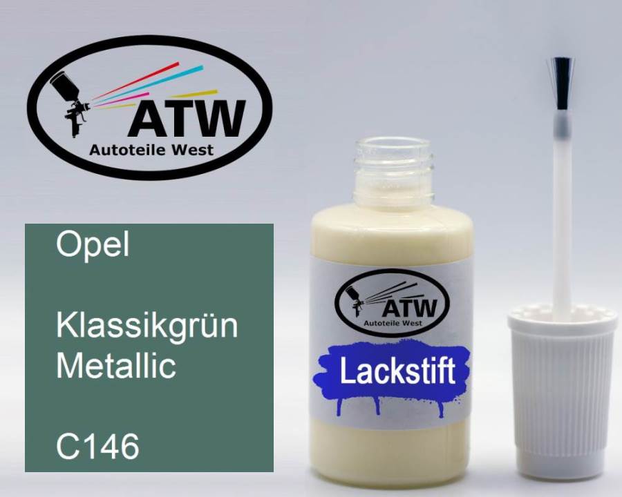 Opel, Klassikgrün Metallic, C146: 20ml Lackstift, von ATW Autoteile West.